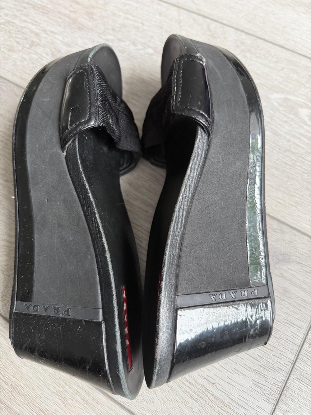 Prada Y2K Black Slide Wedge Mules size women’s 9 - Picture 10 of 11